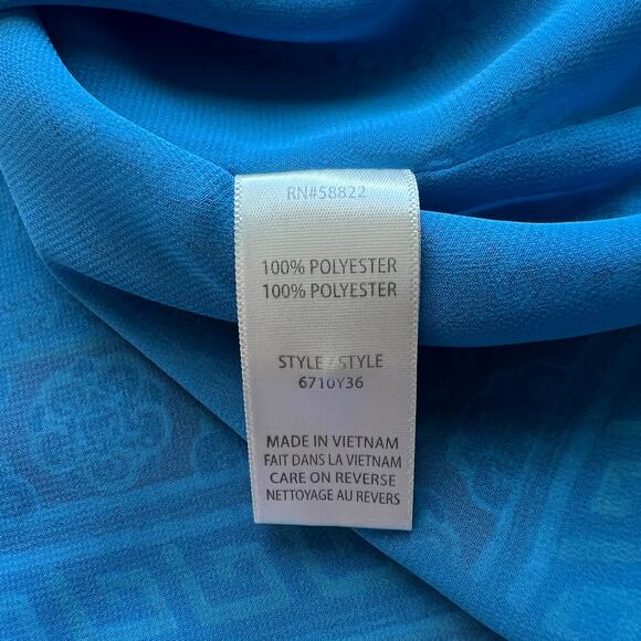 Max Studio Blue Print Sleeveless Dressy Blouse Medium - Picture 8 of 10